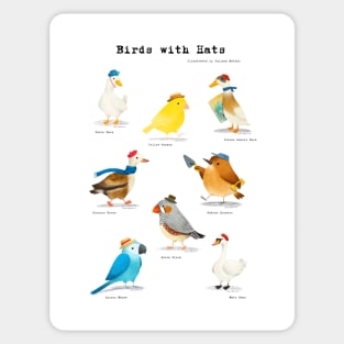 Birds with Hats - Text in Black Sticker